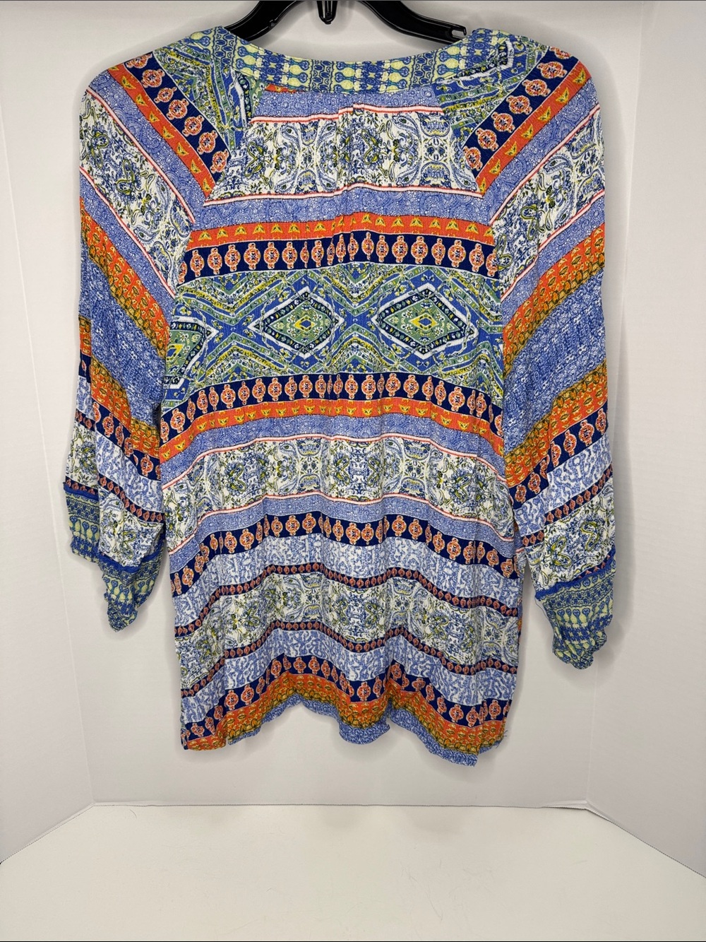 Bohemian Split‑Neck Tunic in Blue & Orange by Market & Spristle - Picture 3 of 3